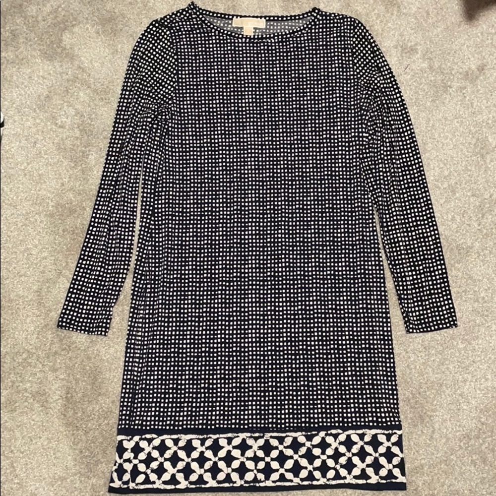 Michael Kors navy and white sheath dress
